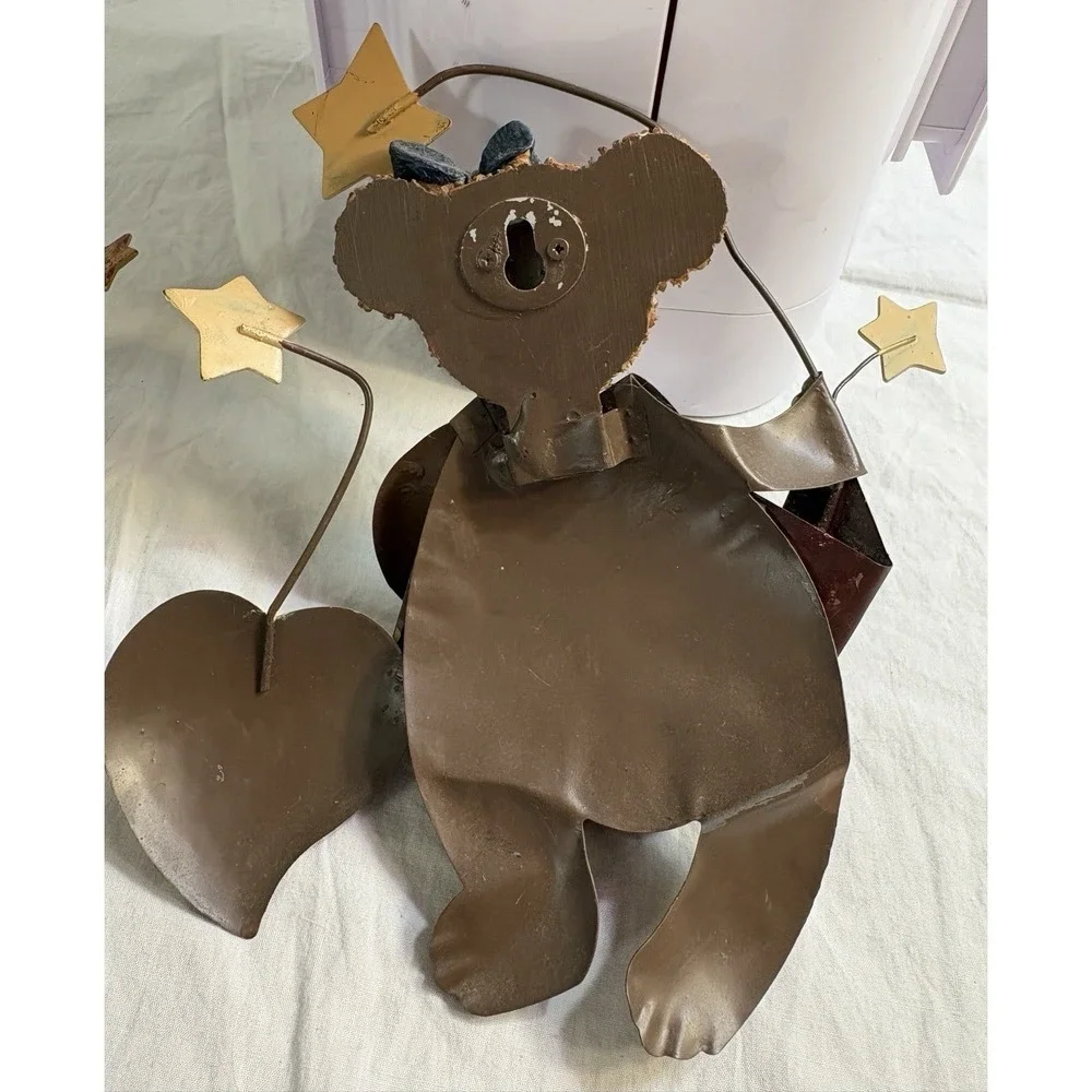 Patriotic Teddy Bear Wall Decor Set of 3 Americana Folk Art Stars Home Interiors